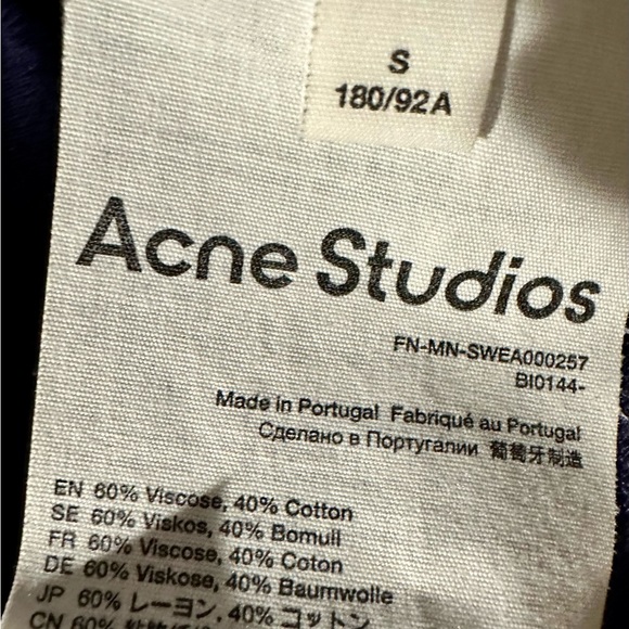 Acne Studios Men’s Sweater w/ Jacquard Knit Collar Logo (Small) - Picture 3 of 3